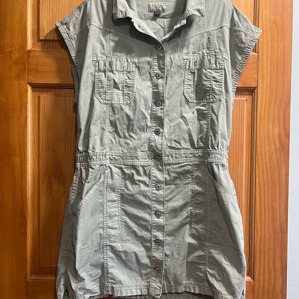 American Eagle Outfitters Green Button-Up Dress
